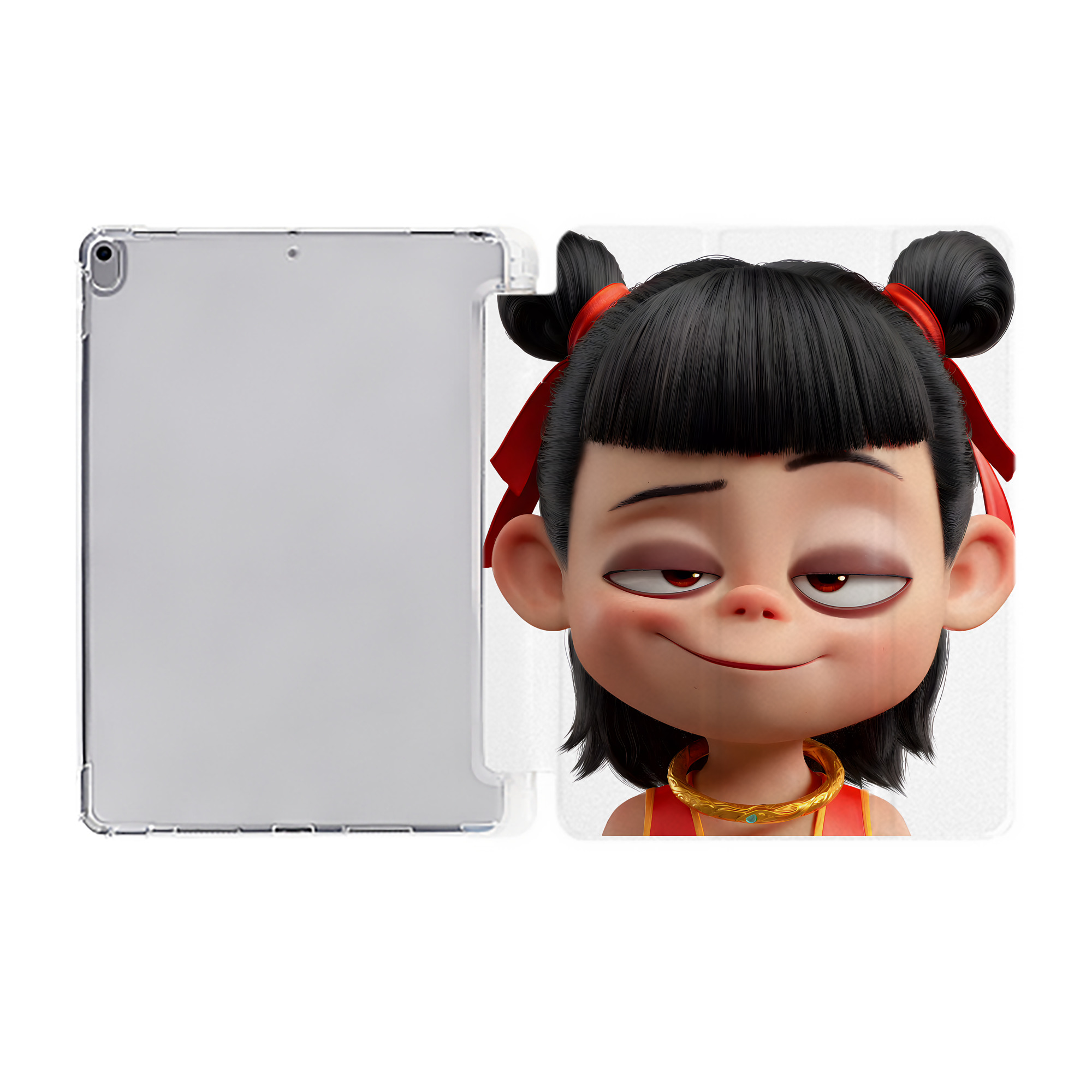 （画像用） Ne Zha 2 ナタ 魔童の大暴れ IPad ケース ペン収納付き 三つ折りスタンド PUレザー×シリコン 対応機種9.5/10.5/10.9インチ